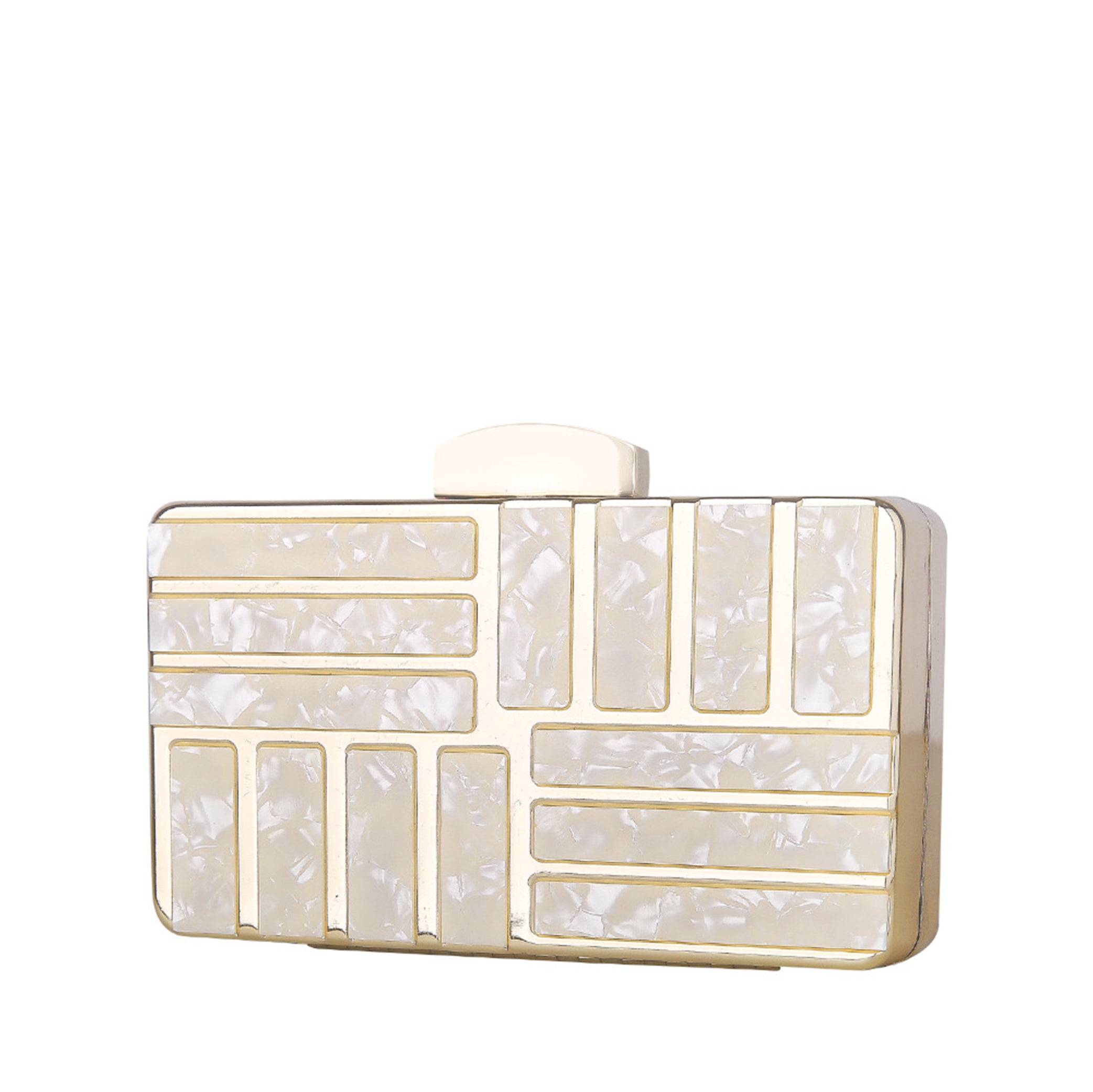Metallic Glitter Acrylic Chain Clutch Evening Bag