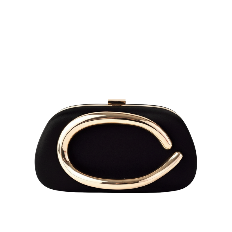 Elegant Satin Evening Clutch with Gold Arch Handle