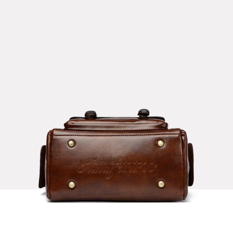 Rebel Stud Waxed Leather Boston Handbag