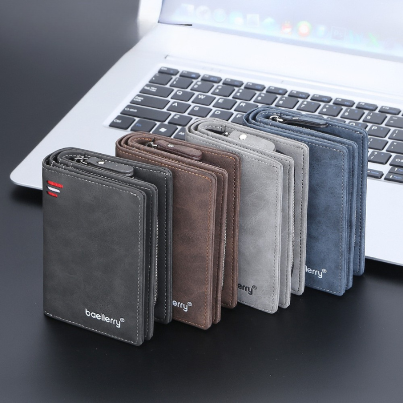 Frosted Leather Multi Card Wallet With Zipper Coin Pocket
