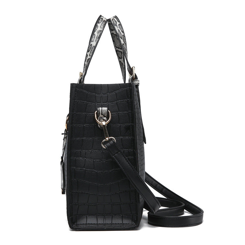 Crocodile Pattern Shoulder Handbag with Pendant