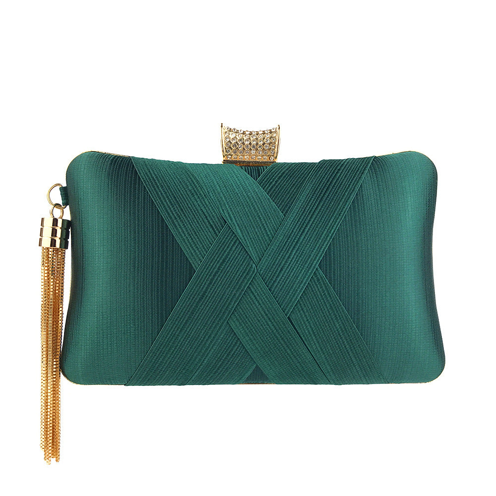 Satin Tassel Canvas Evening Clutch Bag