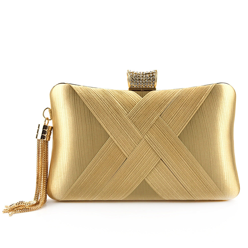 Satin Tassel Canvas Evening Clutch Bag