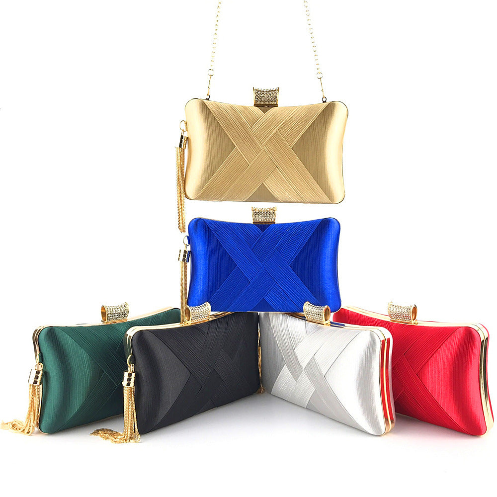Satin Tassel Canvas Evening Clutch Bag