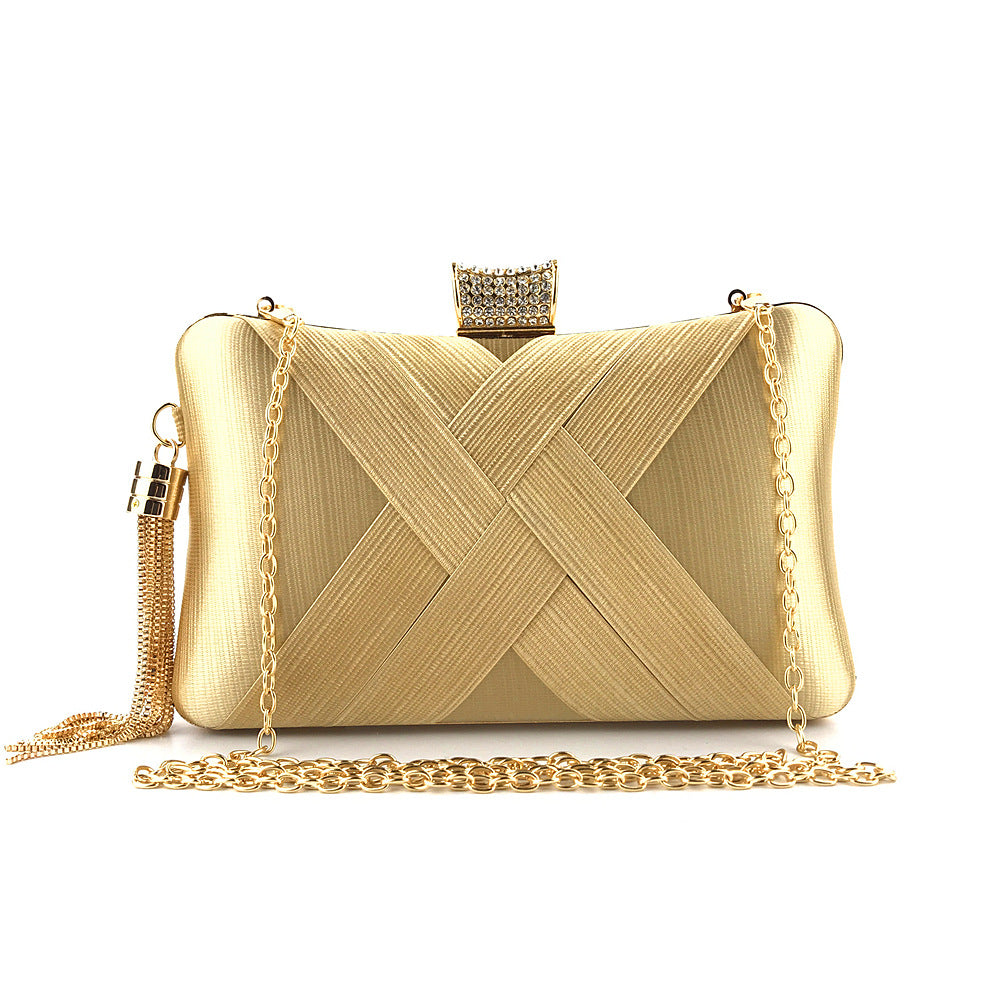 Satin Tassel Canvas Evening Clutch Bag