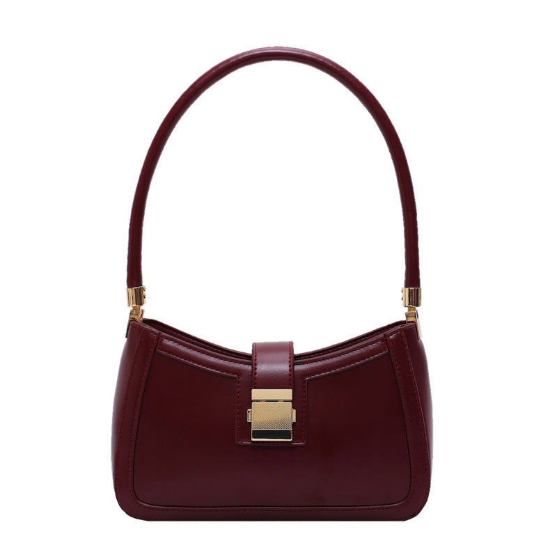 Solid Lock Buckle Underarm Small Shoulder Bag