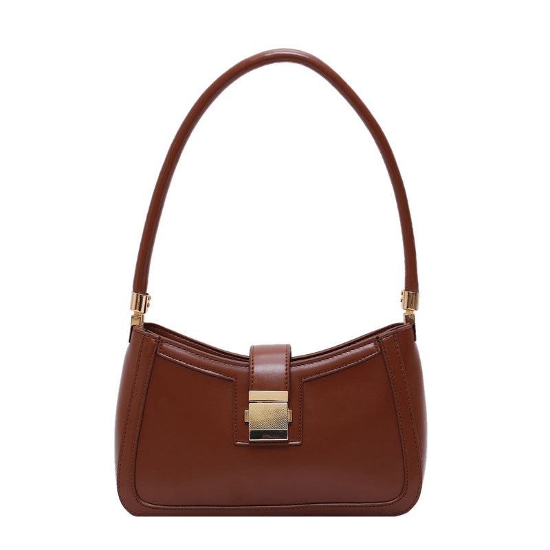 Solid Lock Buckle Underarm Small Shoulder Bag