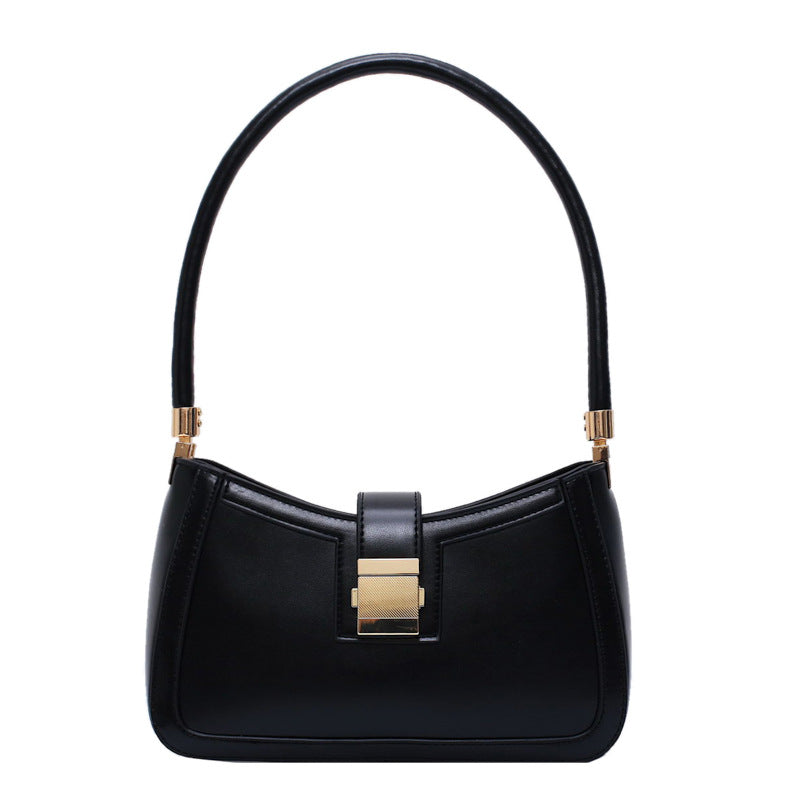 Solid Lock Buckle Underarm Small Shoulder Bag