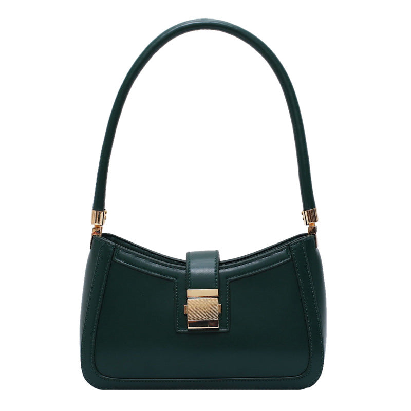 Solid Lock Buckle Underarm Small Shoulder Bag