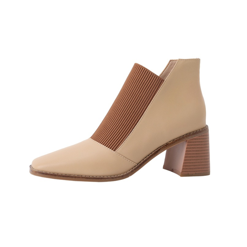Square-Toe Chunky Heel Ankle Boots