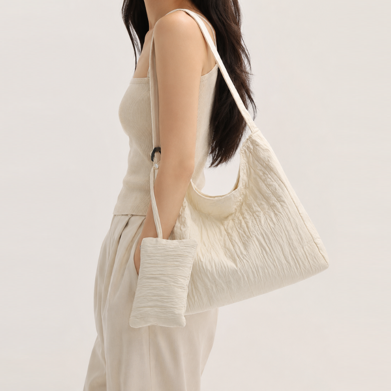 Soft Pleated Large Capacity Tote Bag