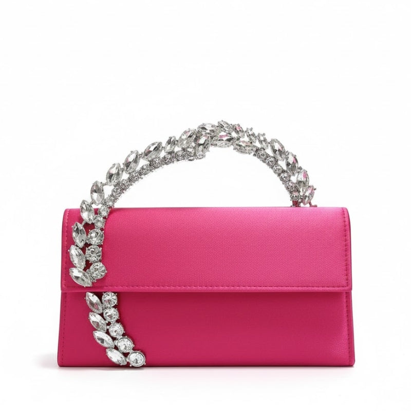 Crown Style Premium Party Handbag with Crystal Embellished Handle