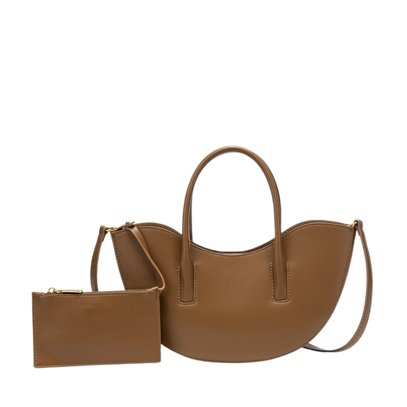 Sculptural Crescent Handbag with Accessory Pouch