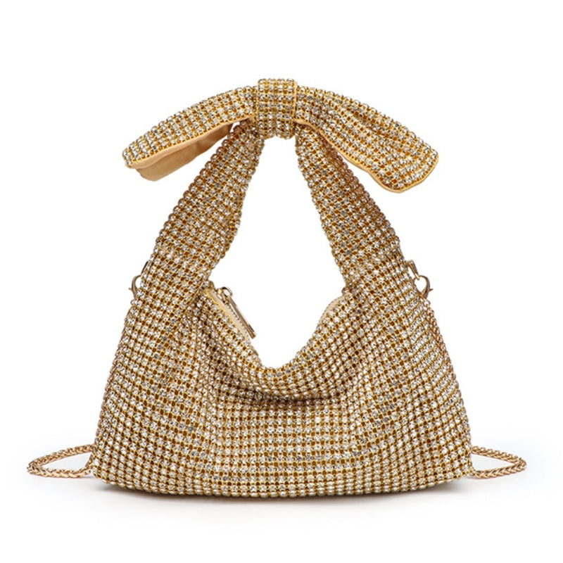 Sparkling Crystal Bow Accent Handbag