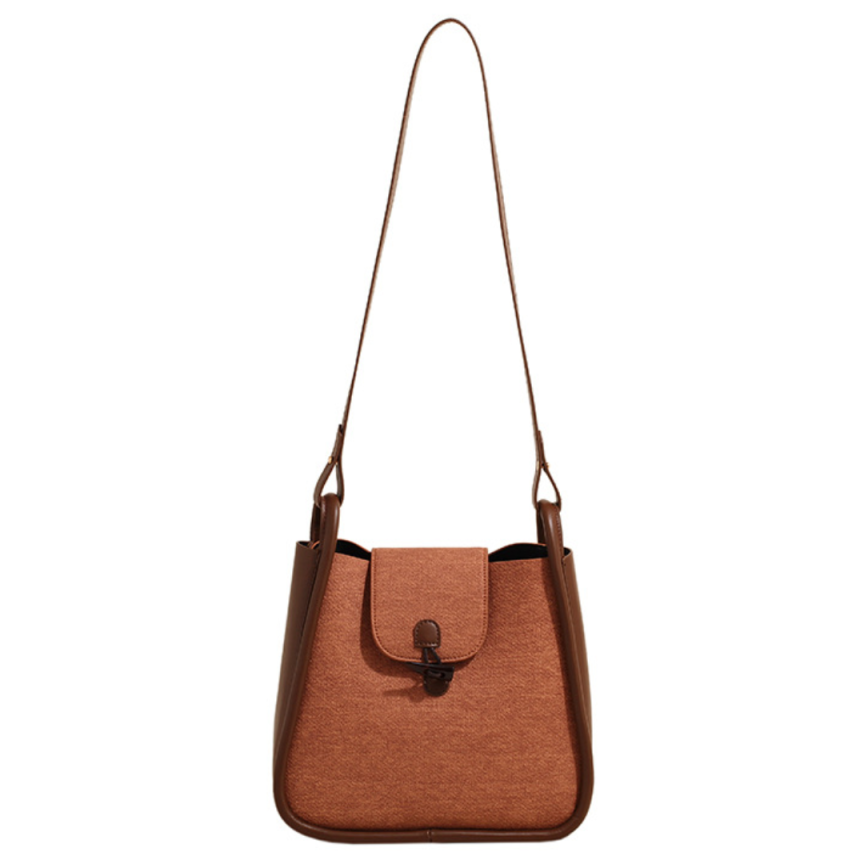 French Contrast Stitch Bucket Shoulder Messenger Bag
