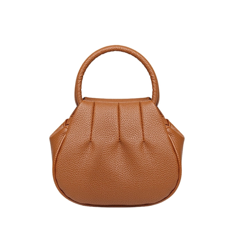Sophisticated Ruched Handbag with Circular Top Handle