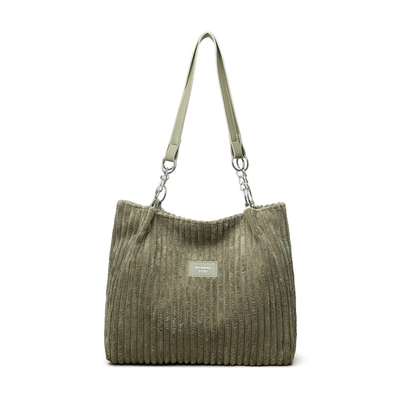 Large Capacity Corduroy Chain Armpit Tote Bag