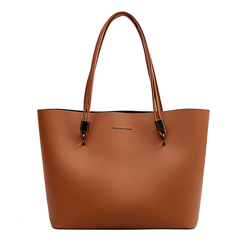 Soft PU leather euro-style large commuter shopping tote bag