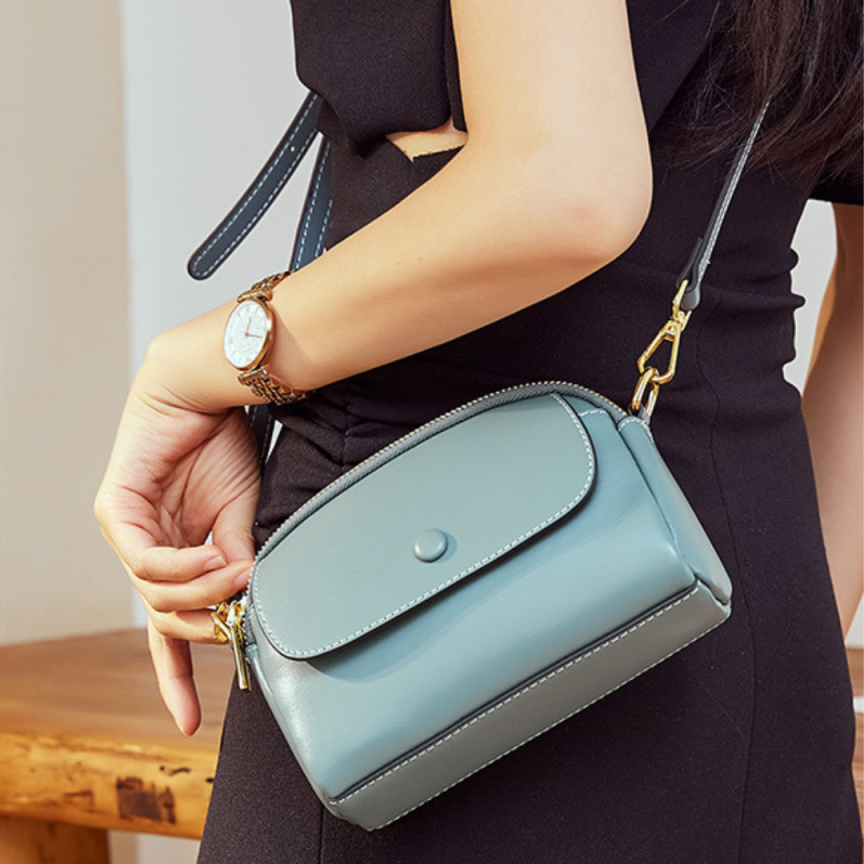 Genuine Leather One-Shoulder Mini Crossbody Bag