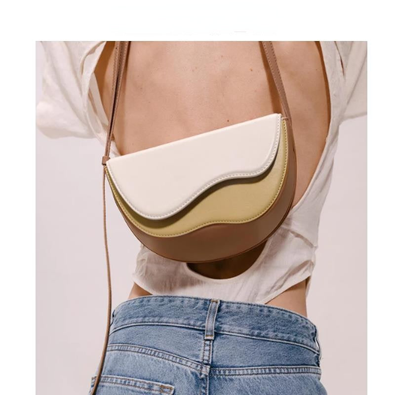 Turkish Style Curved Contrast Saddle Bag