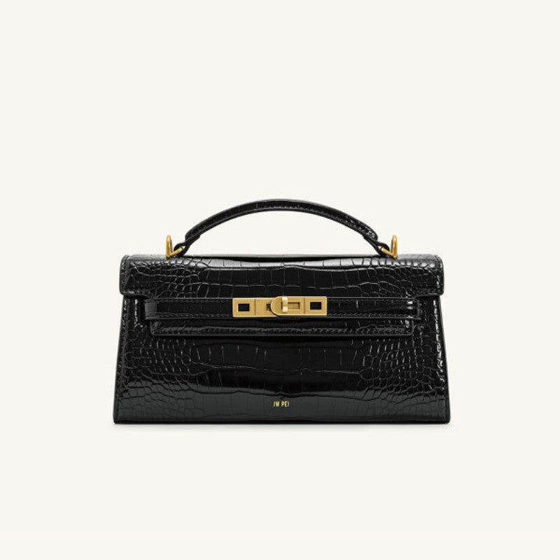 Luxury Crocodile Pattern Genuine Leather Kelly Handbag