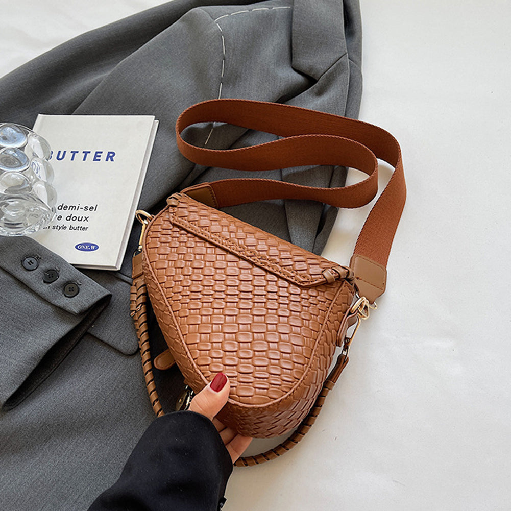 Woven Retro Saddle Messenger Shoulder Bag