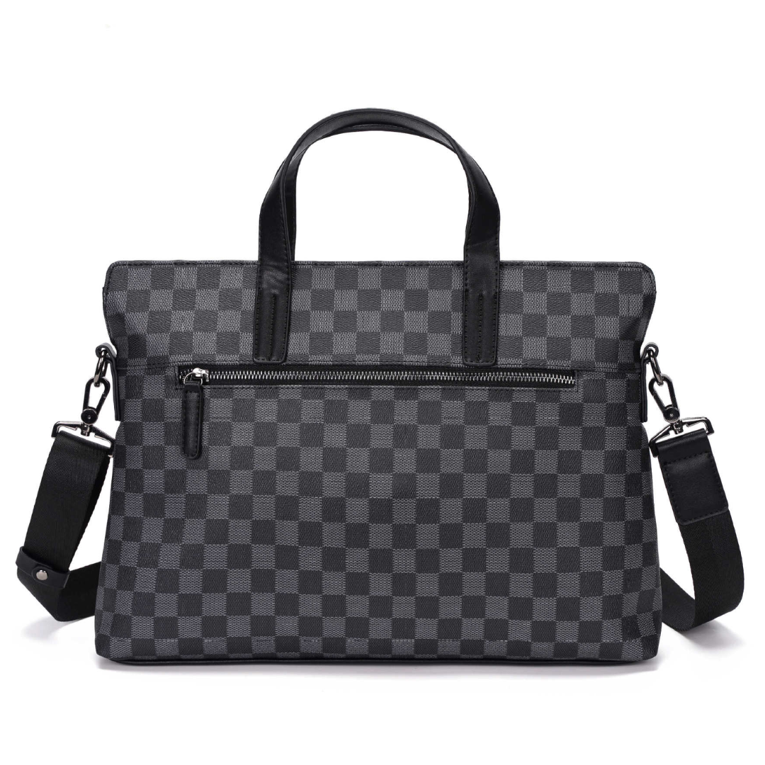 New Business Style Men's Plaid PU Leather Briefcase