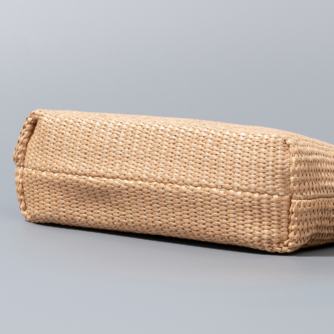 Seaside Holiday Straw and Wood Woven Shoulder Bag
