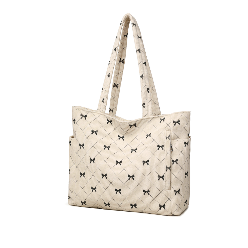 Quilted Bow Pattern Tote Bag