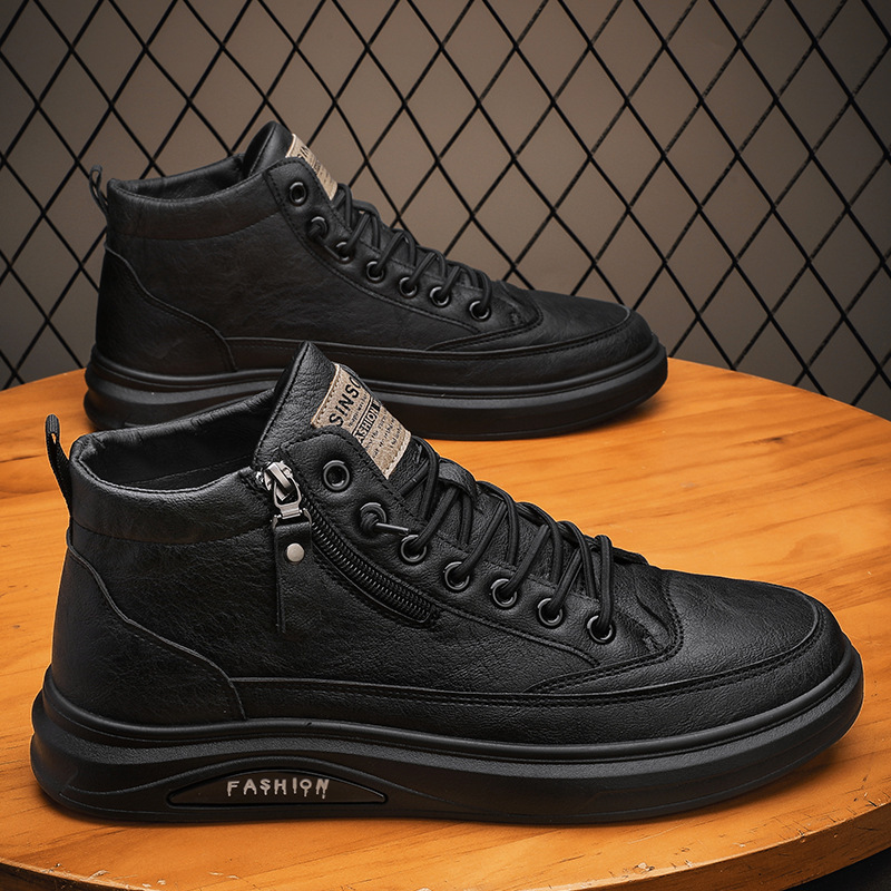 Men's Rugged Side-Zip Mid-Rise Streetwear Sneakers
