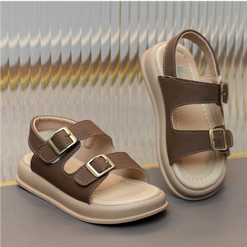 Women's Comfortable Dual-Strap Sandals with Buckle Detail