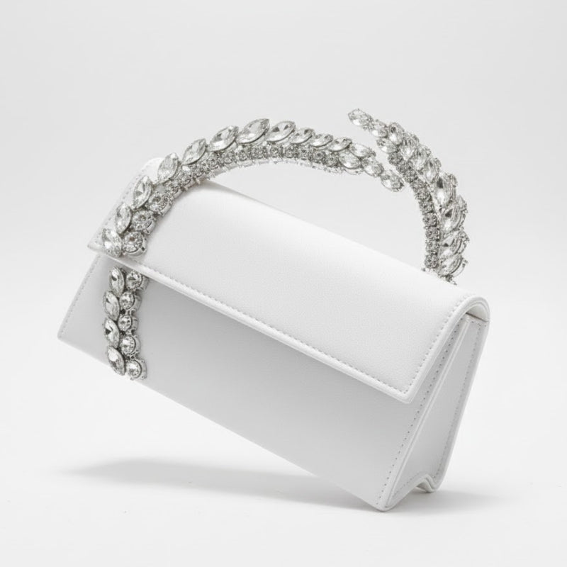 Crown Style Premium Party Handbag with Crystal Embellished Handle
