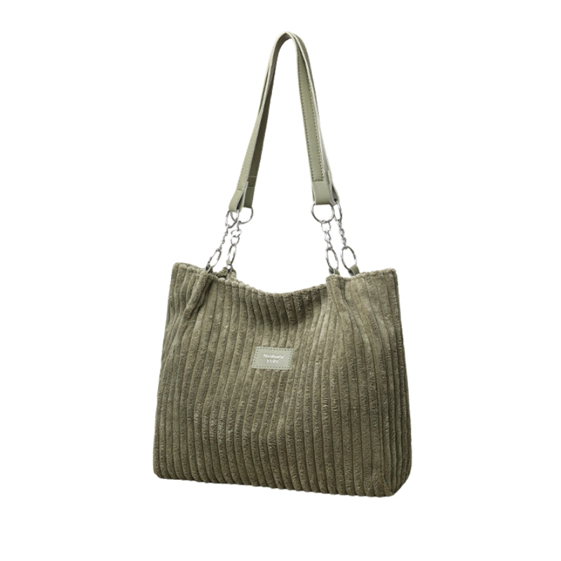 Large Capacity Corduroy Chain Armpit Tote Bag