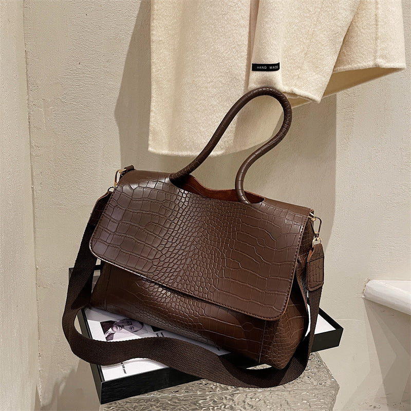 Wide-Band Commuter Shoulder Tote Bag