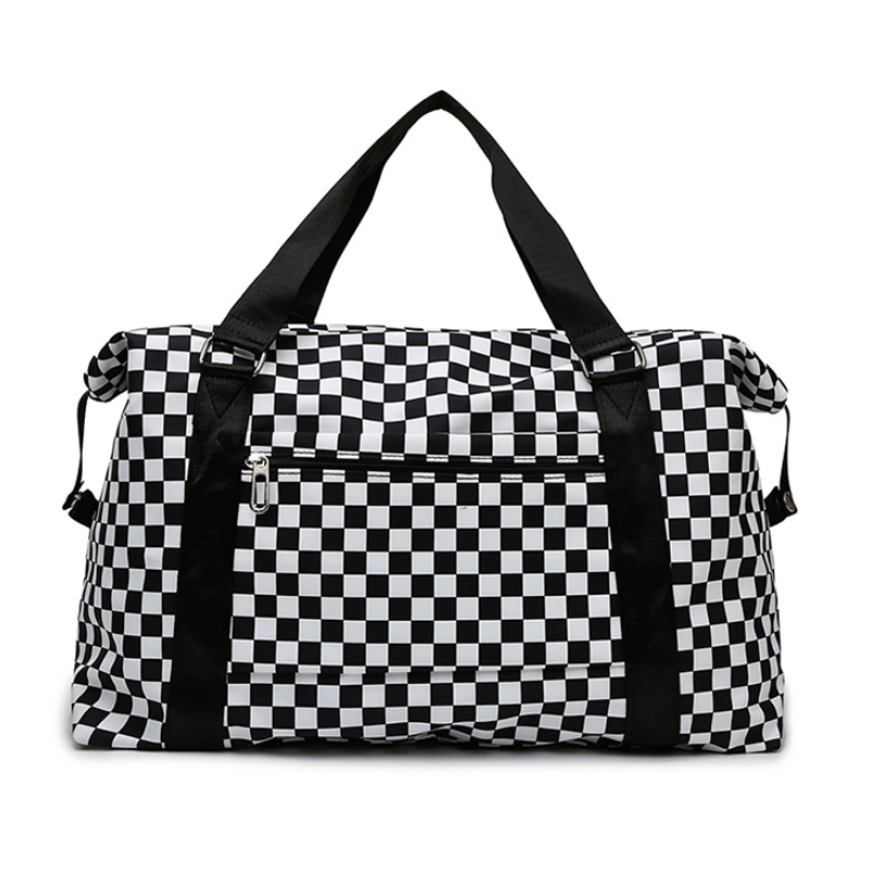 Plaid Oxford Gym Bag with Dry and Wet Separation