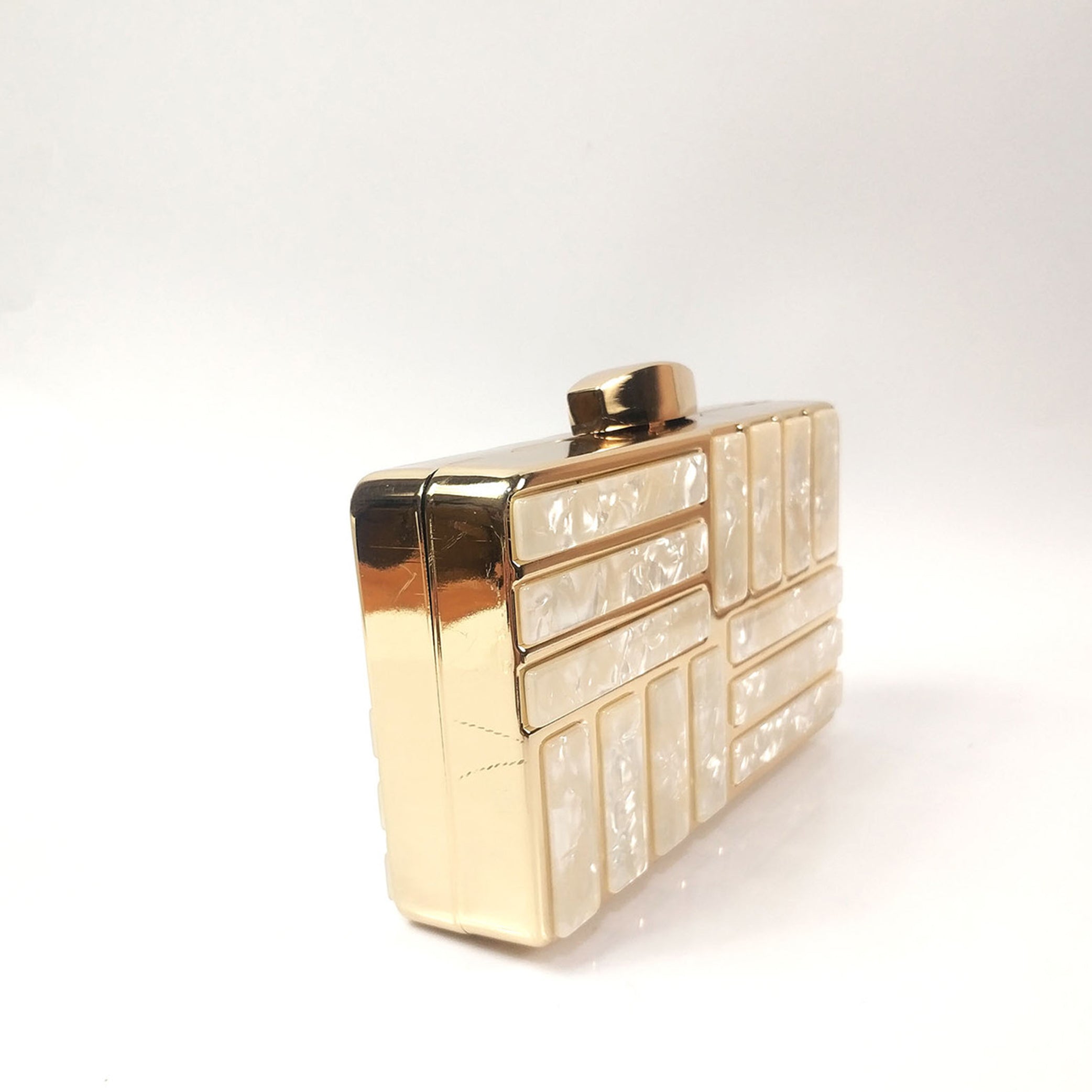 Metallic Glitter Acrylic Chain Clutch Evening Bag