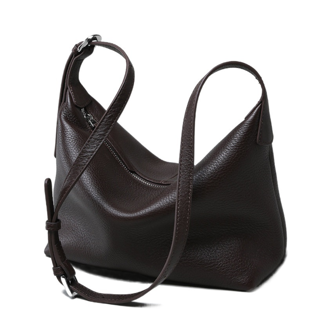 Large Genuine Leather Hobo Dumpling Shoulder Bag
