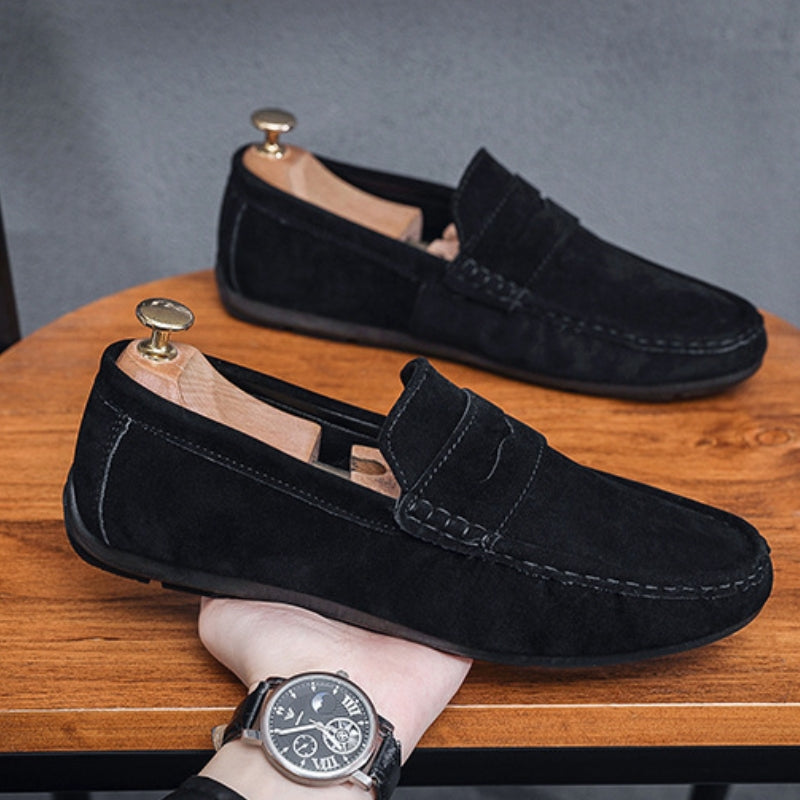 Men's Minimalist Suede Texture Penny Loafers