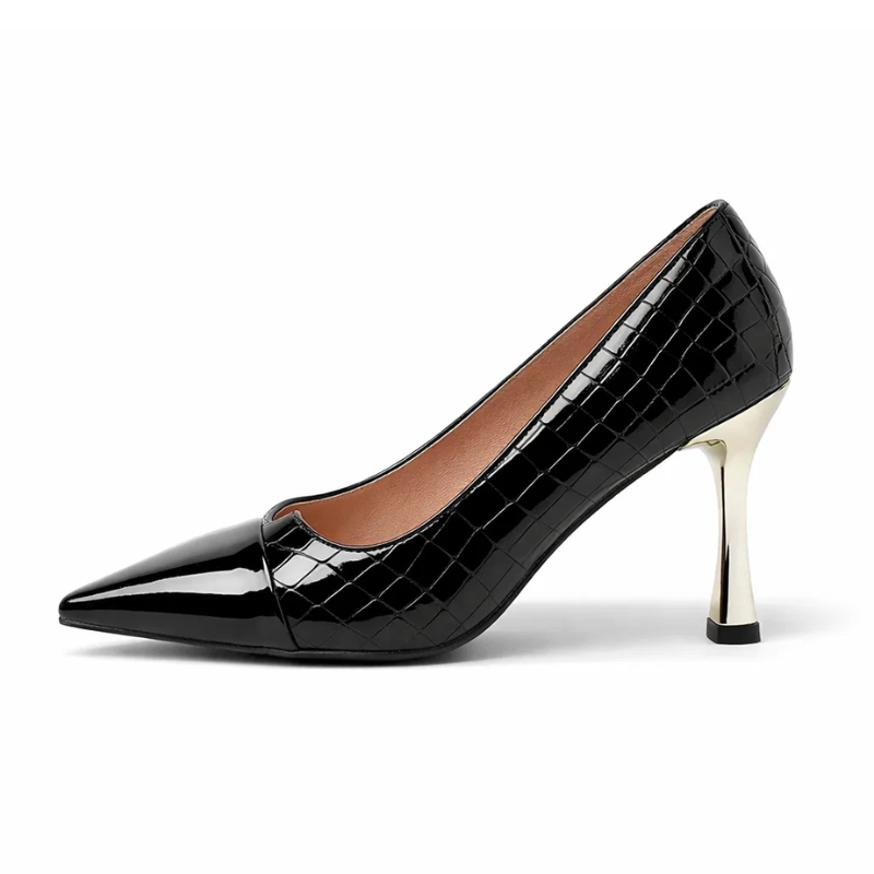 Pointed Toe Stiletto Patent Leather Low-Cut Single High Heels