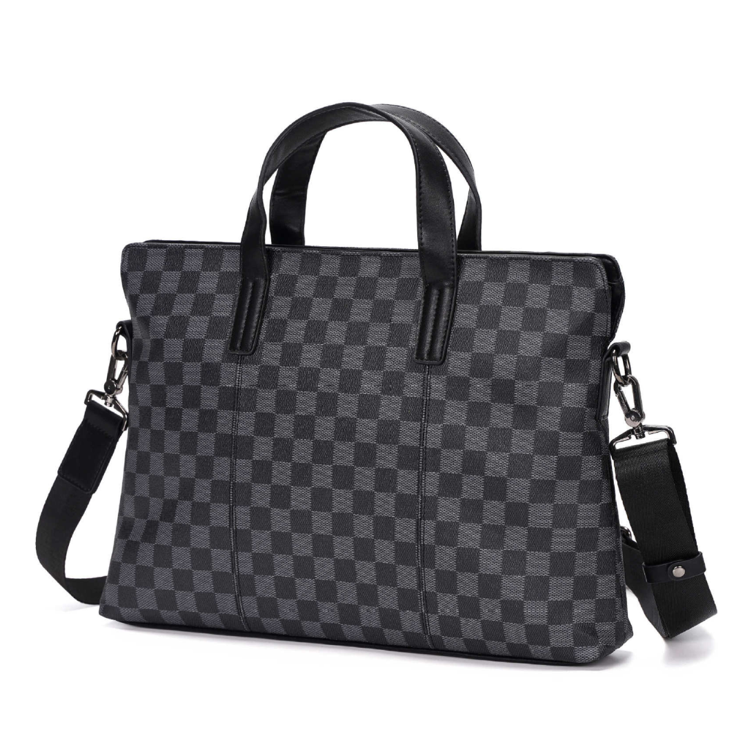 New Business Style Men's Plaid PU Leather Briefcase