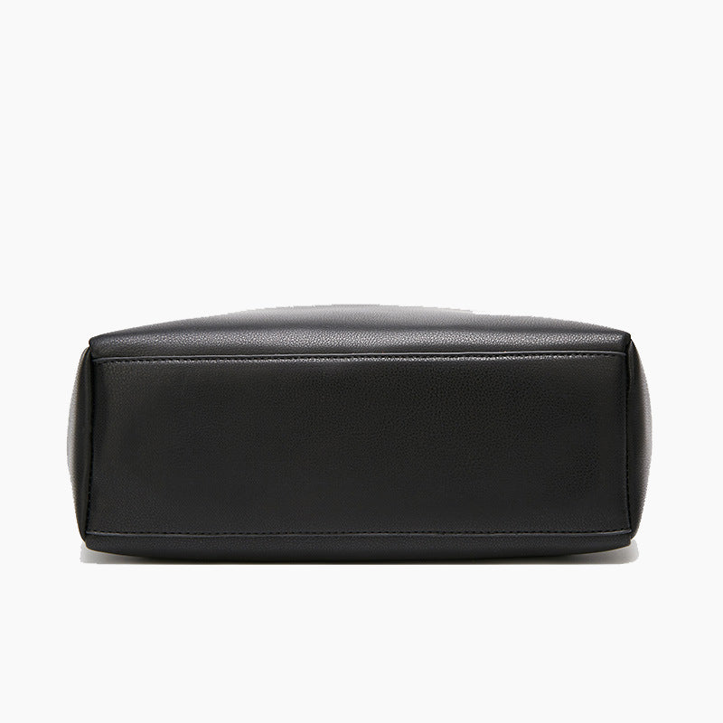 Portable Large Capacity PU Leather Commuter Tote Bag