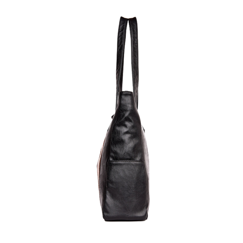 Vertical Stripe Accent Tote Bag