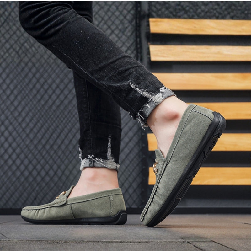 Men's Signature Patterned Suede Slip On Loafers