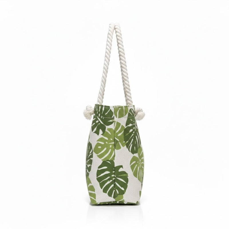 Women's Tropical Leaf Print Tote Bag