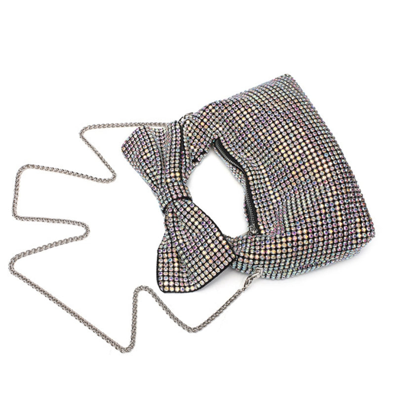 Sparkling Crystal Bow Accent Handbag