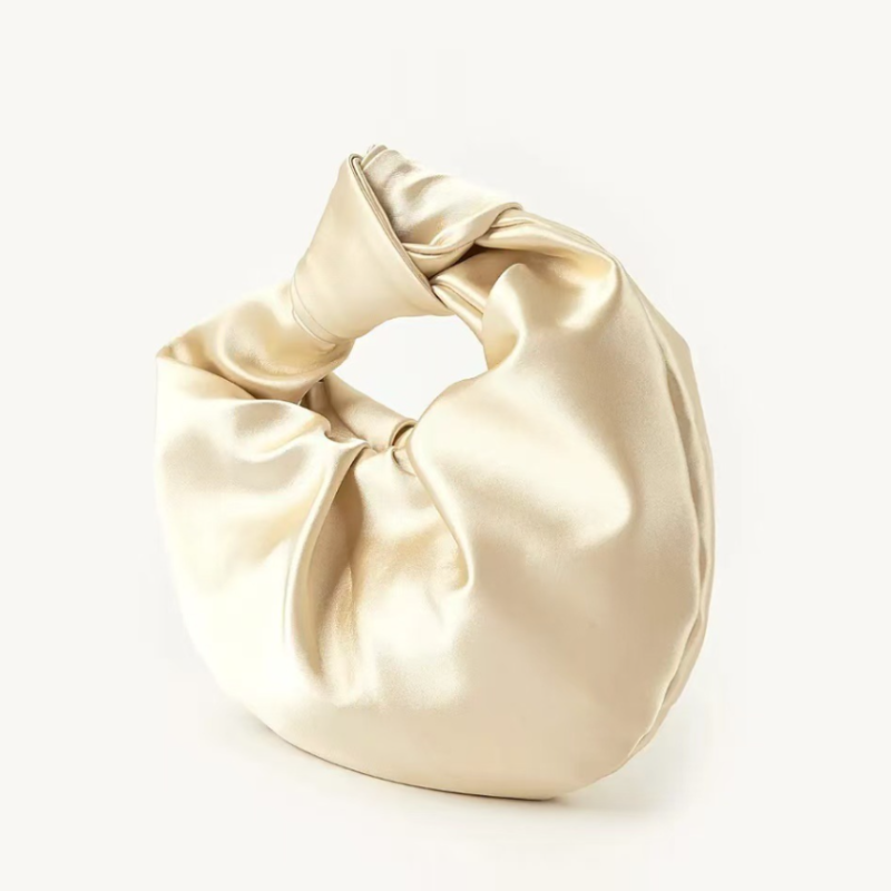 Veloura Pleated Satin Cloud Handbag