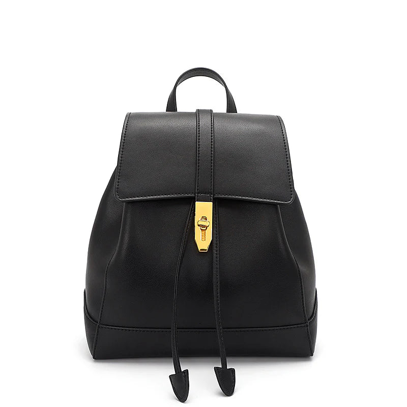 Fashionable Double Strap Cowhide School Backpack