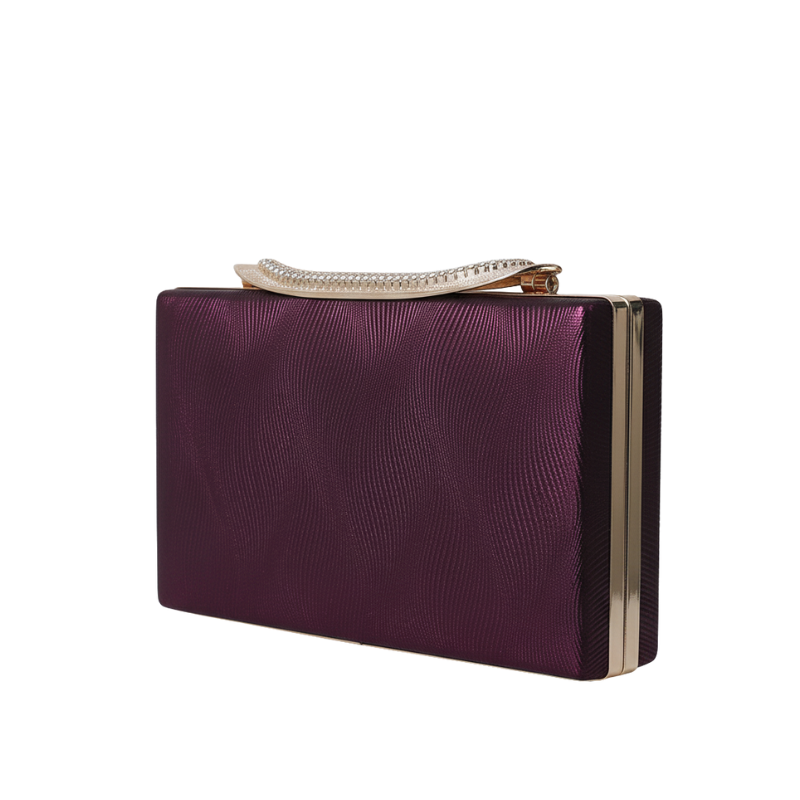 Elegant Shimmering Clutch with Rhinestone Handle
