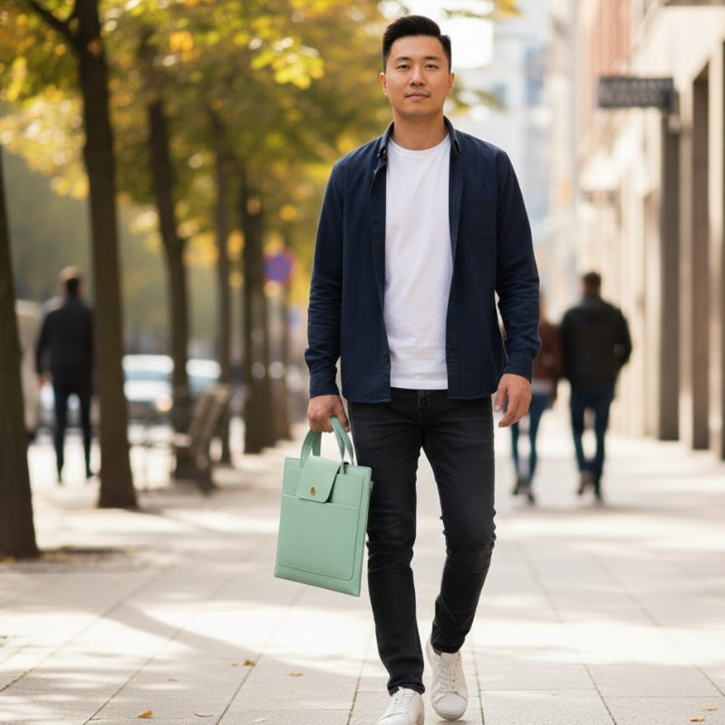 Thickened Waterproof Leather Briefcase Laptop Bag