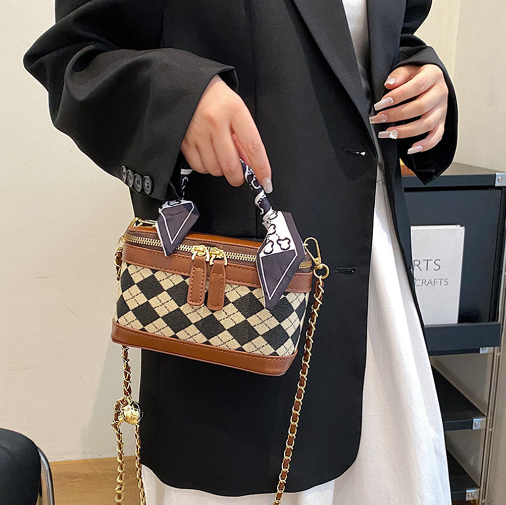 Fashion Diamond Chain Mini Square Bucket Bag